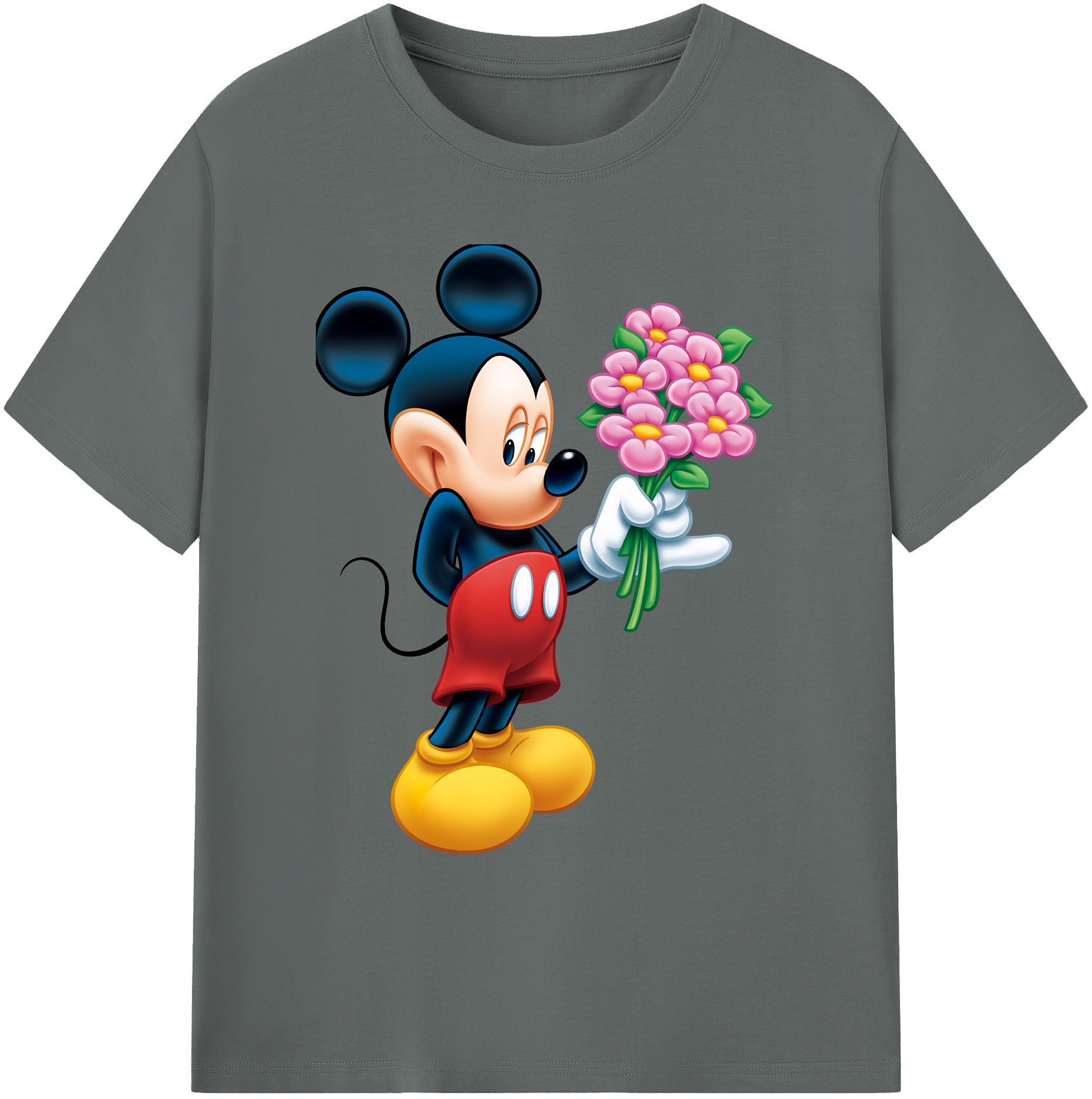 ミッキーマウス Mickey Mouse 綿100％ メンズ半袖Tシャツ｜肌触りやわらか＆通気性